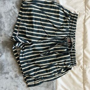 Women's Striped Black and White Athletic Shorts